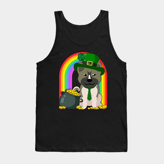 Akita Americano Rainbow Irish Clover St Patrick Day Dog Gift graphic Tank Top by theodoros20